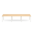 Poppin Series A - Double Desk for 6, 47 inch, Color Natural Oak on White Legs | Home Office & Small Spaces-1