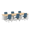 Poppin Series A - Double Desk for 6, 47 inch, Color Natural Oak on White Legs | Home Office & Small Spaces-2