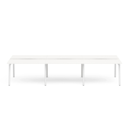 Poppin Series A - Double Desk for 6, 47 inch, Color White on White Legs | Home & Office Use-1
