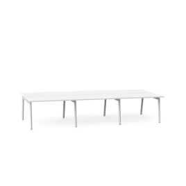 Poppin Series A - Double Desk for 6, 47 inch, Color White on White Legs | Home & Office Use