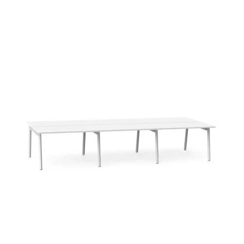 Poppin Series A - Double Desk for 6, 47 inch, Color White on White Legs | Home & Office Use
