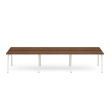 Poppin Series A - Double Desk for 6, 47 inch, Color Walnut on White Legs | Home Office & Remote Work-1