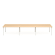 Poppin Series A - Double Desk for 6, 57 inch, Color Natural Oak on White Legs | Computer Workstation Desk-1