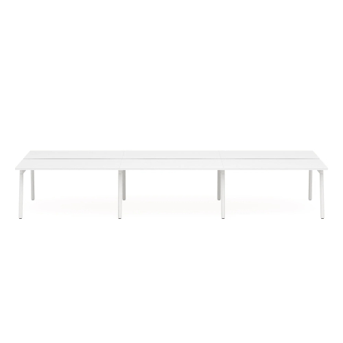 Poppin Series A - Double Desk for 6, 57 inch, Color White on White Legs | Multi-Purpose Workstation-1