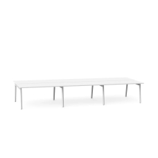 Poppin Series A - Double Desk for 6, 57 inch, Color White on White Legs | Multi-Purpose Workstation