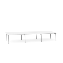 Poppin Series A - Double Desk for 6, 57 inch, Color White on White Legs | Multi-Purpose Workstation