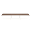 Poppin Series A - Double Desk for 6, 57 inch, Color Walnut on White Legs | Computer Work Desk-1