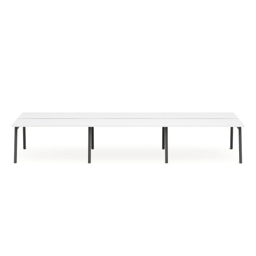 Poppin Series A - Double Desk for 6, 57 inch, Color White on Charcoal Legs | Office & Study Rooms-1