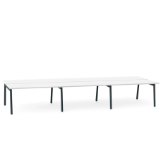 Poppin Series A - Double Desk for 6, 57 inch, Color White on Charcoal Legs | Office & Study Rooms