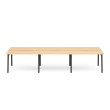 Poppin Series A - Double Desk for 6, 47 inch, Color Natural Oak on Charcoal Legs | Work & Study-1