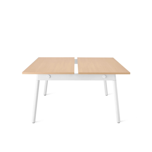 Poppin Series A - Double Desk for 2, 47 inch, Color Natural Oak on White Legs | Home Office & Small Spaces-2