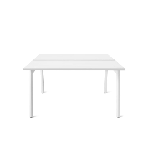Poppin Series A - Double Desk for 2, 47 inch, Color White on White Legs | Home & Office Use-1