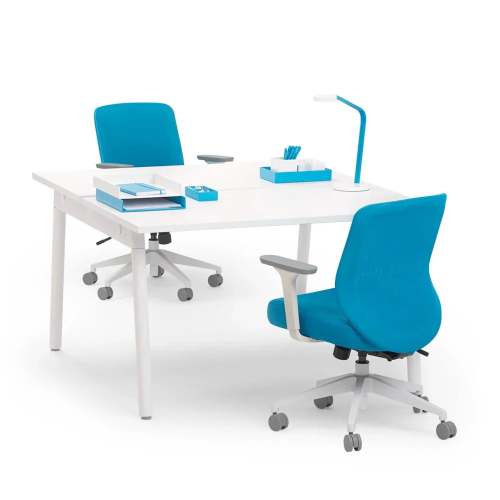 Poppin Series A - Double Desk for 2, 47 inch, Color White on White Legs | Home & Office Use-2