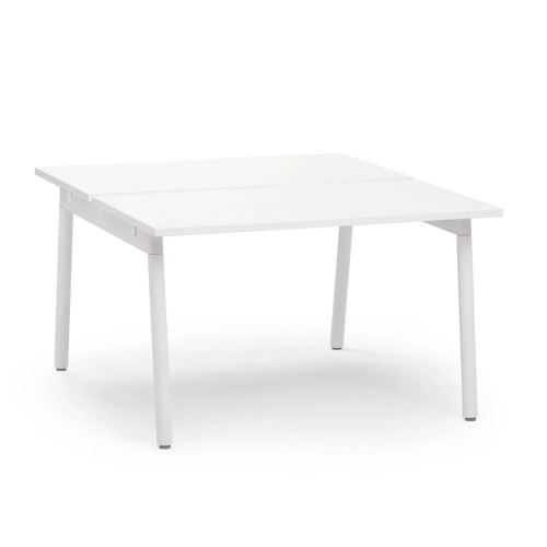 Poppin Series A - Double Desk for 2, 47 inch, Color White on White Legs | Home & Office Use