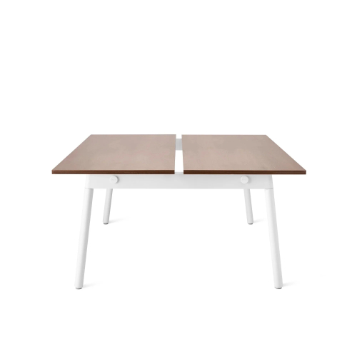 Poppin Series A - Double Desk for 2, 47 inch, Color Walnut on White Legs | Home Office & Remote Work-2