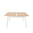 Poppin Series A - Double Desk for 2, 57 inch, Color Natural Oak on White Legs | Computer Workstation Desk-1