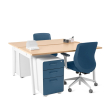 Poppin Series A - Double Desk for 2, 57 inch, Color Natural Oak on White Legs | Computer Workstation Desk-2
