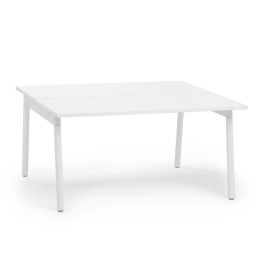 Poppin Series A - Double Desk for 2, 57 inch, Color White on White Legs | Multi-Purpose Workstation