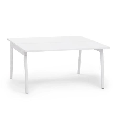 Poppin Series A - Double Desk for 2, 57 inch, Color White on White Legs | Multi-Purpose Workstation