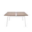 Poppin Series A - Double Desk for 2, 57 inch, Color Walnut on White Legs | Computer Work Desk-2