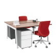 Poppin Series A - Double Desk for 2, 57 inch, Color Walnut on White Legs | Computer Work Desk-3