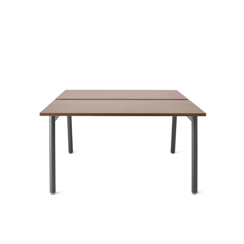 Poppin Series A - Double Desk for 2, 47 inch, Color Walnut on Charcoal Legs | Functional Work Surface-1