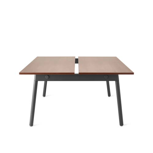 Poppin Series A - Double Desk for 2, 57 inch, Color Walnut on Charcoal Legs | Home Office Setup-2