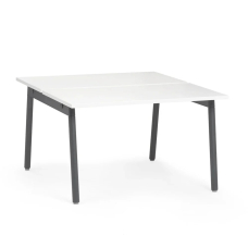 Poppin Series A - Double Desk for 2, 47 inch, Color White on Charcoal Legs | Space-Saving Design