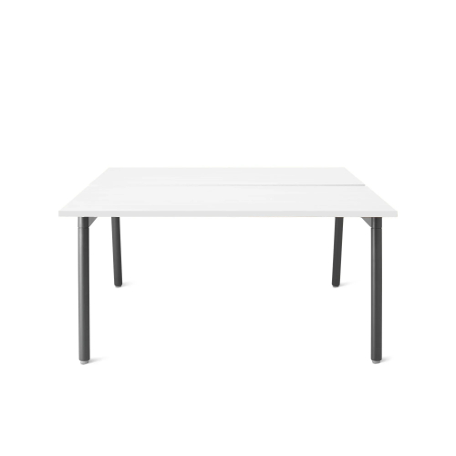 Poppin Series A - Double Desk for 2, 57 inch, Color White on Charcoal Legs | Office & Study Rooms-1