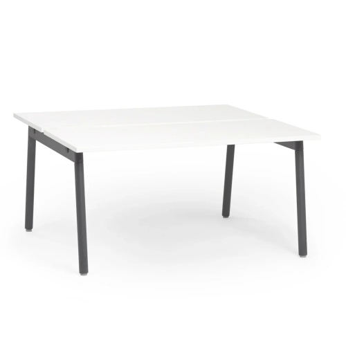 Poppin Series A - Double Desk for 2, 57 inch, Color White on Charcoal Legs | Office & Study Rooms