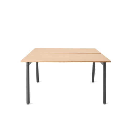 Poppin Series A - Double Desk for 2, 47 inch, Color Natural Oak on Charcoal Legs | Work & Study-1
