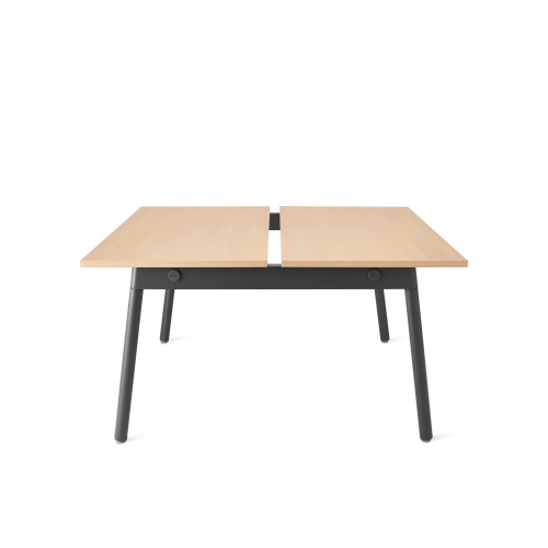 Poppin Series A - Double Desk for 2, 47 inch, Color Natural Oak on Charcoal Legs | Work & Study-2