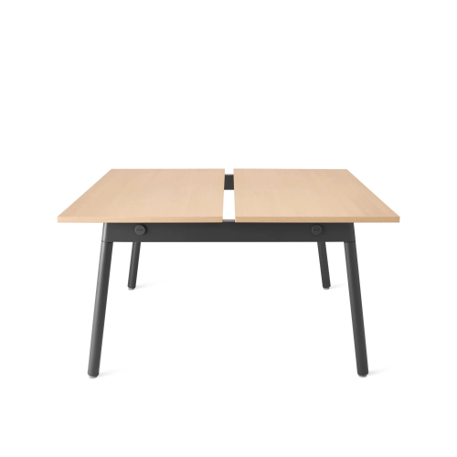 Poppin Series A - Double Desk for 2, 57 inch, Color Natural Oak on Charcoal Legs | Home Office & Small Spaces-2