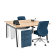 Poppin Series A - Double Desk for 2, 57 inch, Color Natural Oak on Charcoal Legs | Home Office & Small Spaces-3