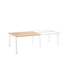 Poppin Series A - Double Desk Add On, 47 inch, Color Natural Oak on White Legs | Home Office & Small Spaces