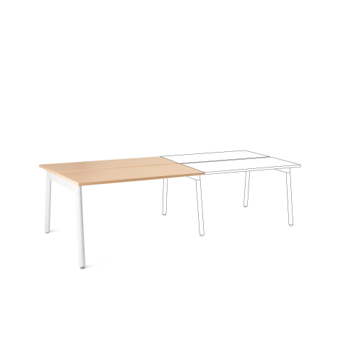 Poppin Series A - Double Desk Add On, 47 inch, Color Natural Oak on White Legs | Home Office & Small Spaces