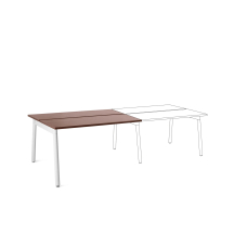 Poppin Series A - Double Desk Add On, 47 inch, Color Walnut on White Legs | Home Office & Remote Work