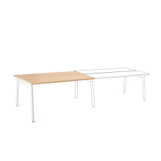 Poppin Series A - Double Desk Add On, 57 inch, Color Natural Oak on White Legs | Computer Workstation Desk