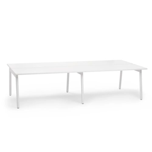 Poppin Series A - Double Desk Add On, 57 inch, Color White on White Legs | Multi-Purpose Workstation-1