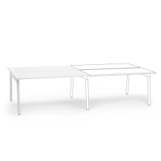 Poppin Series A - Double Desk Add On, 57 inch, Color White on White Legs | Multi-Purpose Workstation