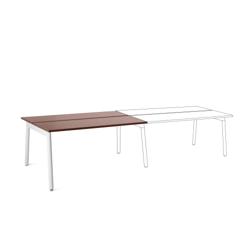 Poppin Series A - Double Desk Add On, 57 inch, Color Walnut on White Legs | Computer Work Desk