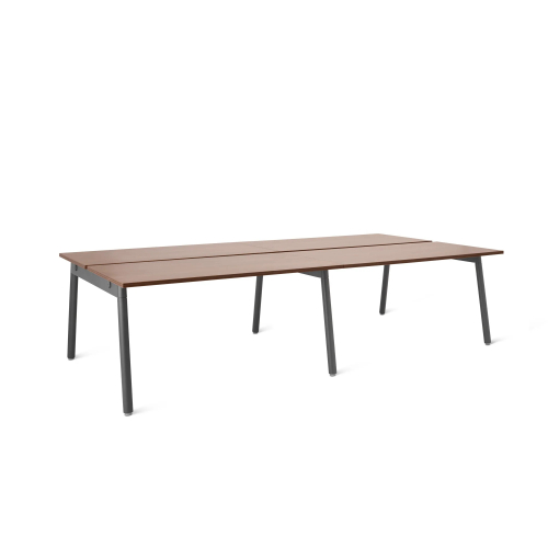 Poppin Series A - Double Desk Add On, 47 inch, Color Walnut on Charcoal Legs | Functional Work Surface-1