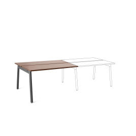 Poppin Series A - Double Desk Add On, 47 inch, Color Walnut on Charcoal Legs | Functional Work Surface