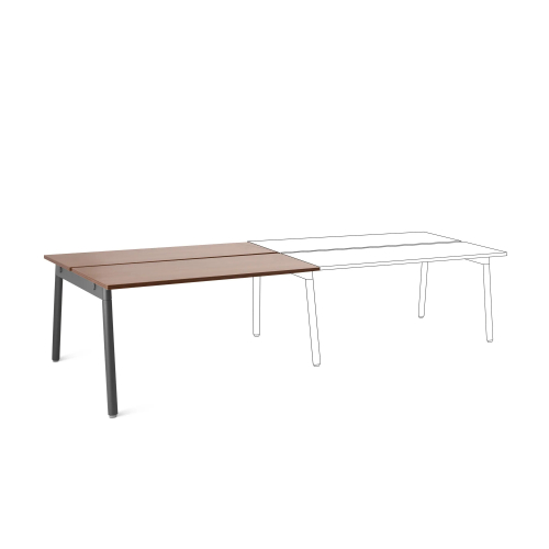 Poppin Series A - Double Desk Add On, 57 inch, Color Walnut on Charcoal Legs | Home Office Setup