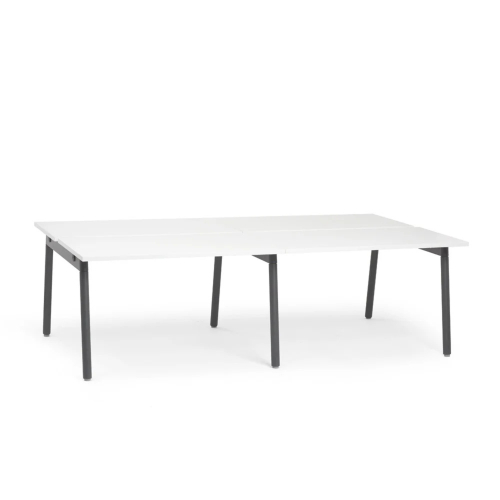 Poppin Series A - Double Desk Add On, 47 inch, Color White on Charcoal Legs | Space-Saving Design-1