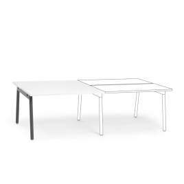 Poppin Series A - Double Desk Add On, 47 inch, Color White on Charcoal Legs | Space-Saving Design