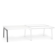 Poppin Series A - Double Desk Add On, 57 inch, Color White on Charcoal Legs | Office & Study Rooms