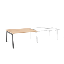 Poppin Series A - Double Desk Add On, 57 inch, Color Natural Oak on Charcoal Legs | Home Office & Small Spaces