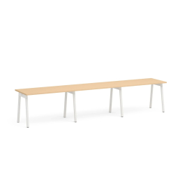 Poppin Series A - Single Desk For 3, 47 inch, Color Natural Oak on White Legs | Home Office & Small Spaces