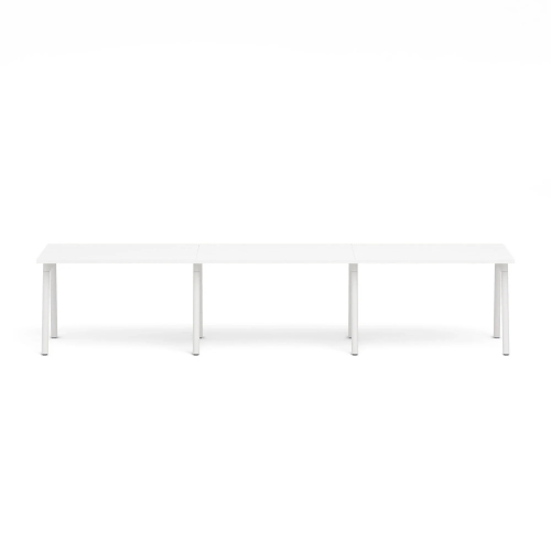 Poppin Series A - Single Desk For 3, 47 inch, Color White on White Legs | Home & Office Use-2